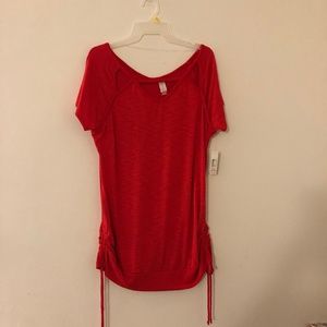 Orange Side Ruched Draw String T-Shirt Sz 15-17